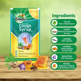 Zandu Ayurvedic Cough Syrup Pouch (8 ml)