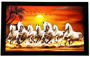 7 Horses Photo Frame with Sunrise Scene (64.5cm*35cm)