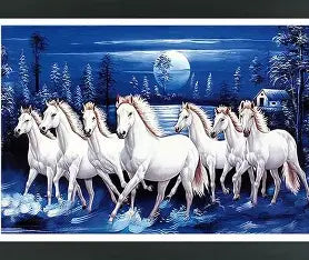 7 Horses Photo Frame with Blue Background (64.5cm*35cm)